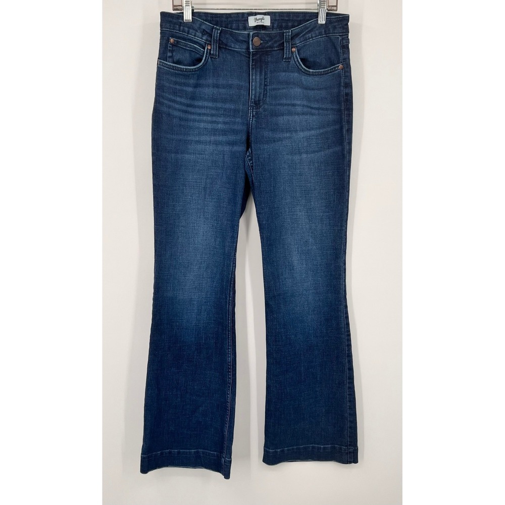 Wrangler Retro Mid Rise Trouser Jeans Dark Wash Wide Leg Denim Womens 11x34